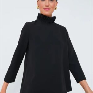 Tuckernuck Faye Blouse-Black Ruffle Neck Top (Size XL)-never worn